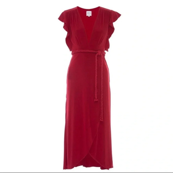 Misa Los Angeles Dresses & Skirts - Misa Los Angeles Red Flutter Sleeve Wrap Sundress
